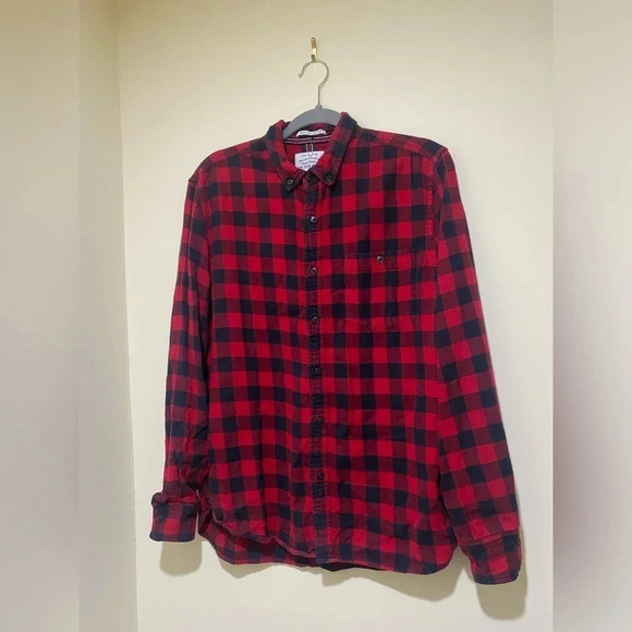On The Road Black 100% Cotten Black and Red Flannel men’s Shirt size medium - Picture 3 of 12